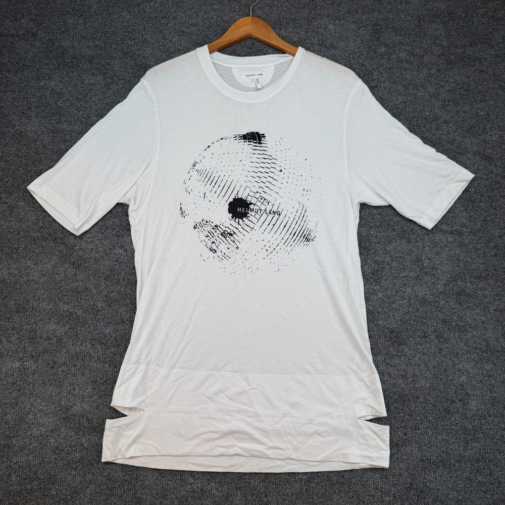 Helmut Lang Medium Disco Ball Graphic Sliced Hem T-Shirt in Optic White